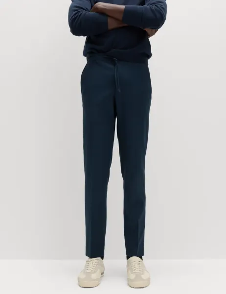 Marks & Spencer Tapered Fit Elasticated Trousers Navy