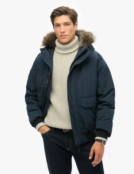 Superdry & Co Hooded Padded Bomber Jacket Navy