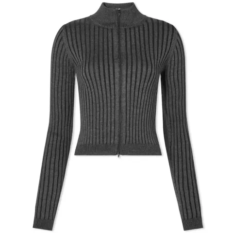 Reveal Silk Cashmere Rib Zip Up Top