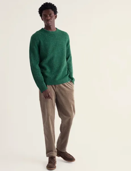 Seasalt Cornwall Merino Wool Rich Flecked Crew Neck Jumper Green