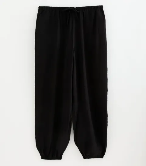 Women's Maternity Black Drawstring Cuffed Trousers