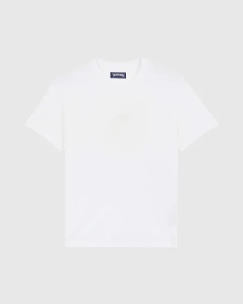 Vilebrequin Men Cotton T-shirt Embroidered Tone On Tone Turtle