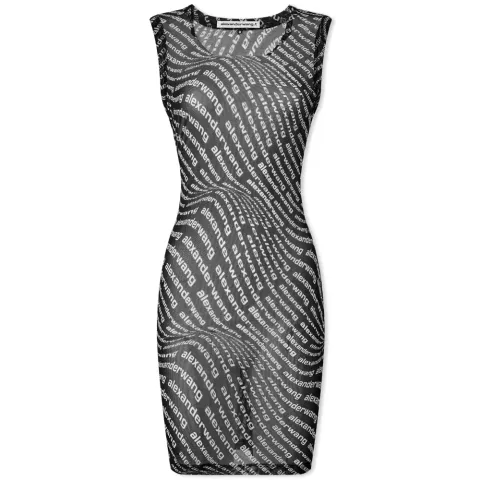 Logo Mesh Sleeveless Dress