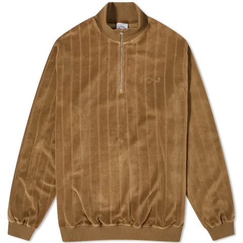 Polar Skate Co. Stripe Velour Zip Neck Sweat