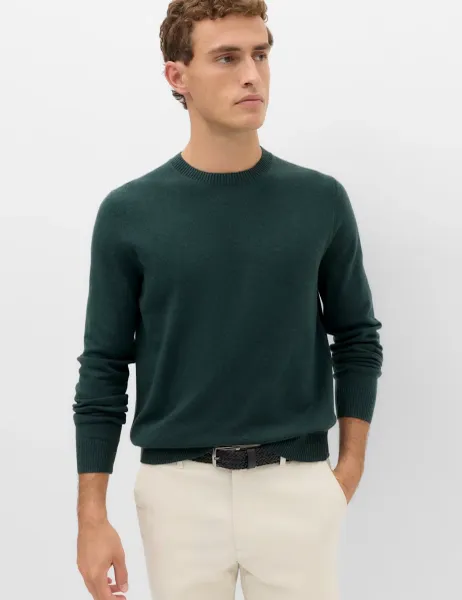 Marks & Spencer Air Yarn Crew Neck Jumper Dark Evergreen