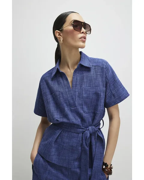 River Island Collared Belted Top