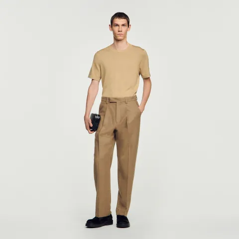 SANDRO Wide-leg wool suit trousers