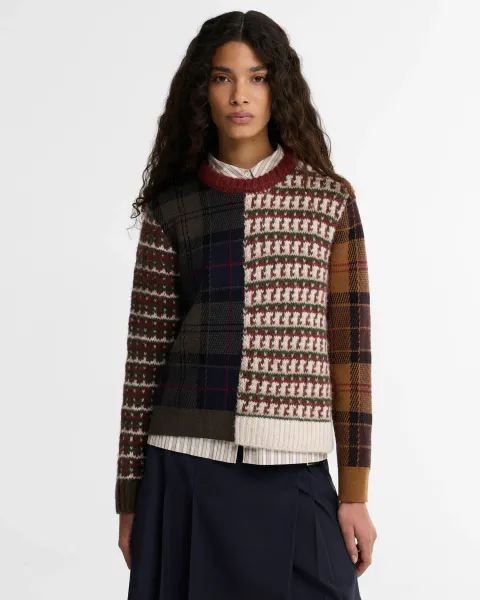 BARBOUR Ashfort Patchwork Crew Neck Jumper