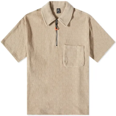 Chenille Check Half Zip Polo