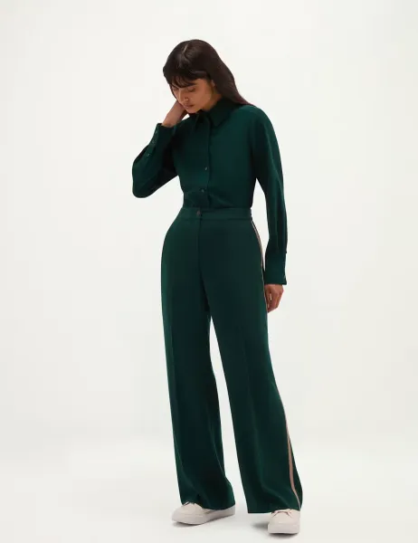 Hobbs Elasticated Waist Wide Leg Trousers Green