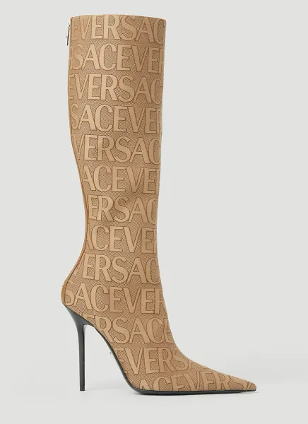 Logo Jacquard High Heeled Boots