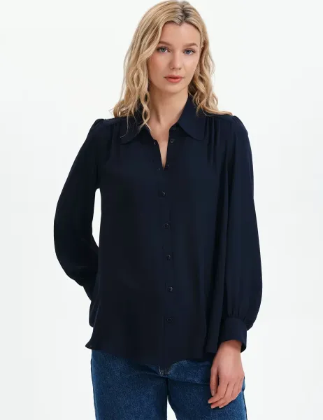 Finery London Collared Blouse Navy