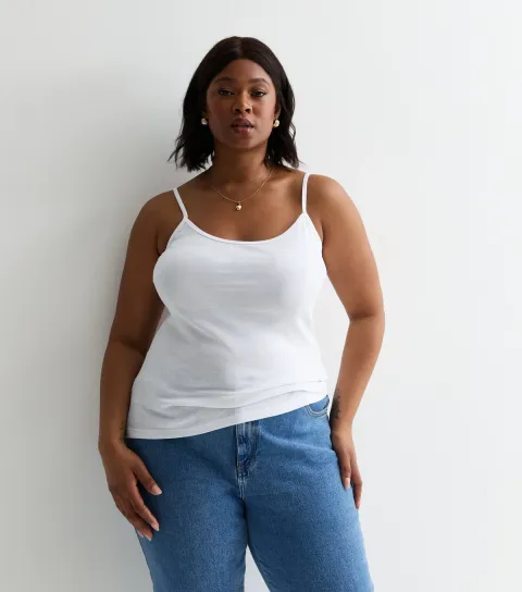 Women's Plus Size White Scoop Neck Vest Curves