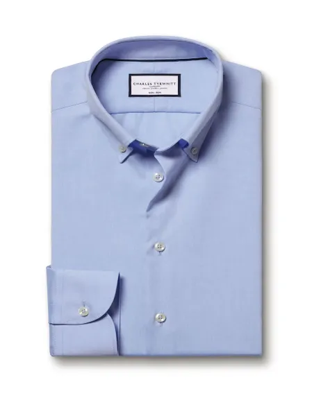 Regular Fit Non Iron Pure Cotton Oxford Shirt Light Blue