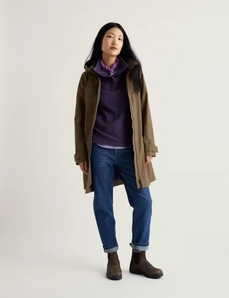 Seasalt Cornwall Cotton Rich Longline Raincoat Khaki