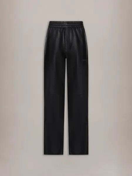 LEATHER TRACK PANT - Black