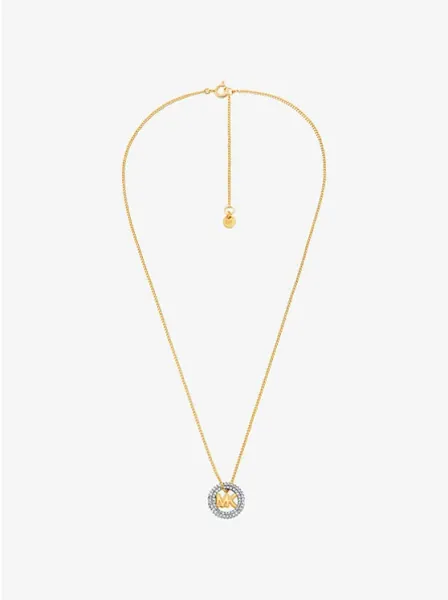 Pavé and Logo Charm Two-Tone Necklace