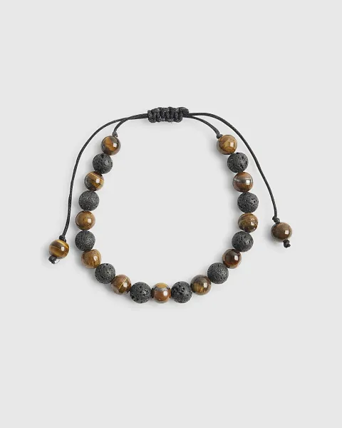 River Island Beaded Tigers Eye Pull Bracelet