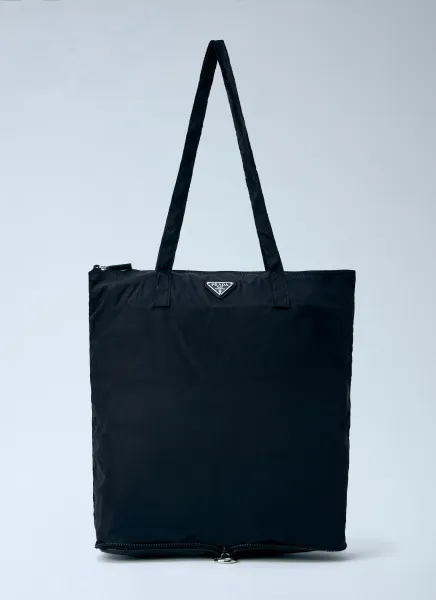 Prada Saffiano Leather Pendant with Re-Nylon Tote Bag