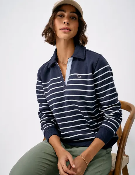 Crew Clothing Cotton Rich Striped Sweatshirt