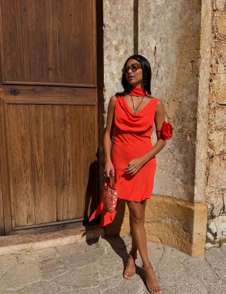 Never Fully Dressed Tomato Mini Sophie Dress Red