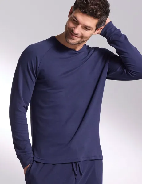 David Gandy Wellwear Luxury Lyocell Rich Lounge Top Navy