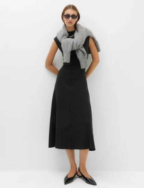Marks & Spencer Cotton Rich Midi Column Dress Grey