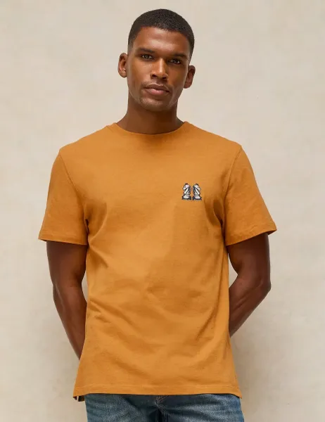 White Stuff Cotton Rich Embroidered Crew Neck T-Shirt Yellow Mix