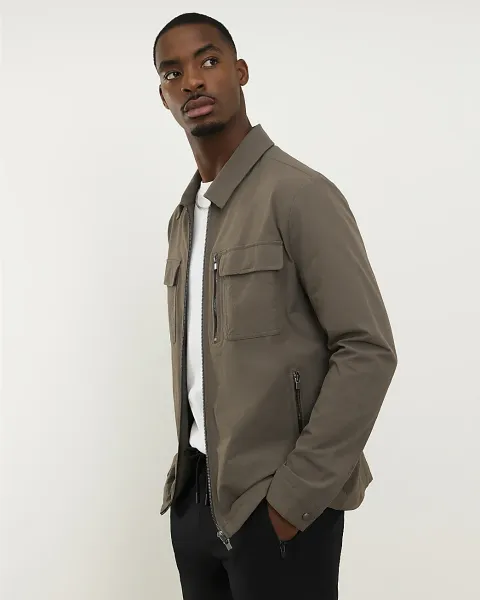 River Island Ripstop Texture Muscle Fit Shacket