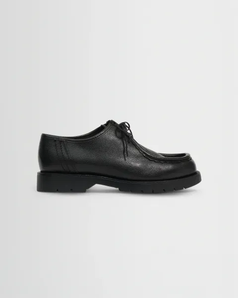 Wax London Kleman - Black Grained Leather Padror Shoes