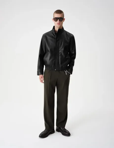 Marks & Spencer Grained Faux Leather Funnel Neck Jacket Black