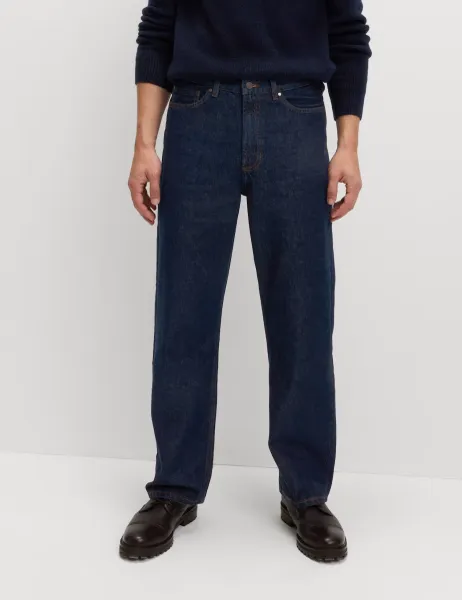 Marks & Spencer Loose Fit Pure Cotton Rigid Value Jeans Indigo