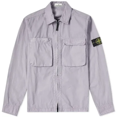 Tela Smerigliata Garment Dyed Zip Overshirt