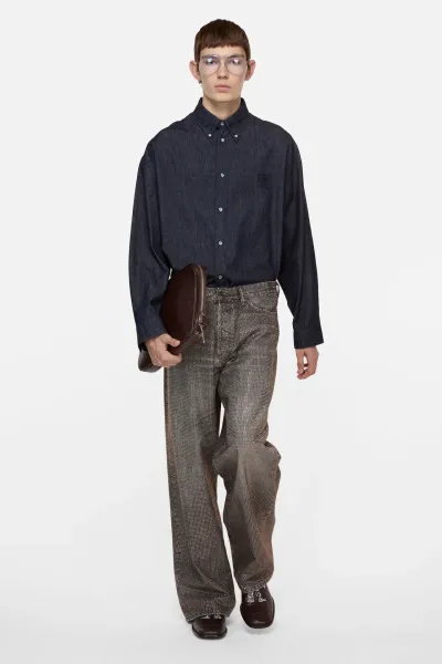 Denim button-up shirt
