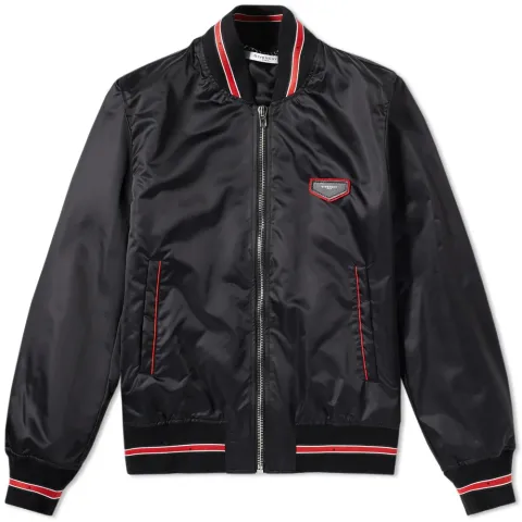 Star Tape Leather Patch Bomber Jacket