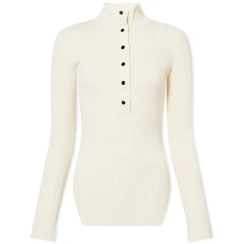 Henley Button Ribbed Top