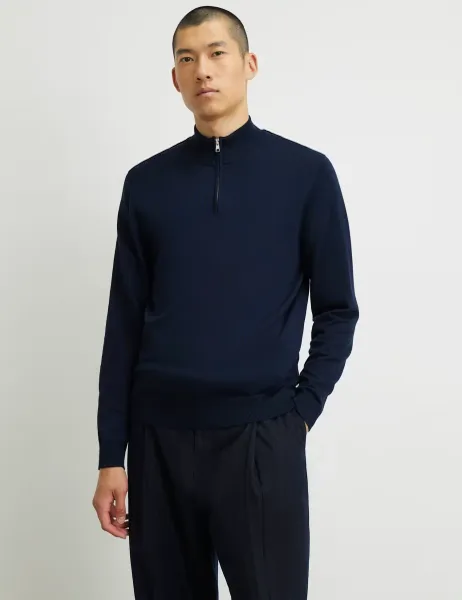 River Island Half Zip Jumper Navy