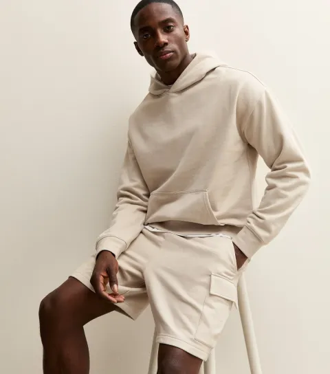 New Look Men's Stone Regular Jersey Cargo Shorts