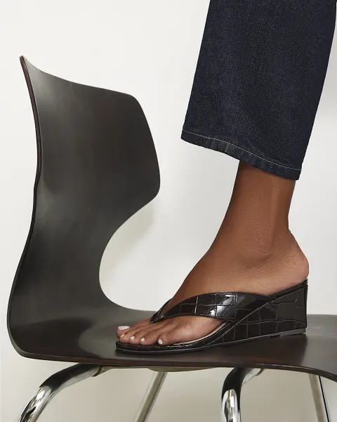 River Island Toe Thong Croc Wedges
