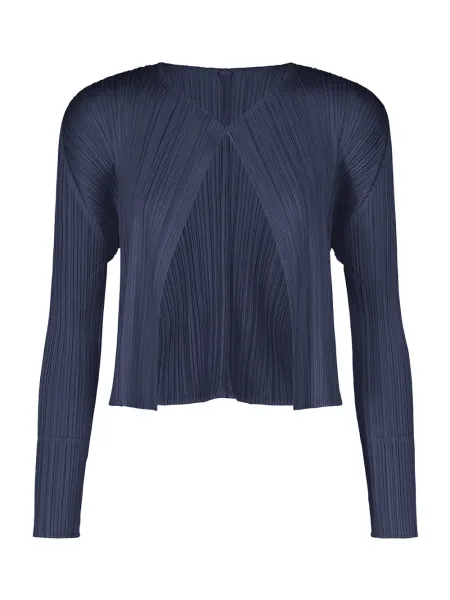 Pleats Please September Colors Cardigan Navy Blue