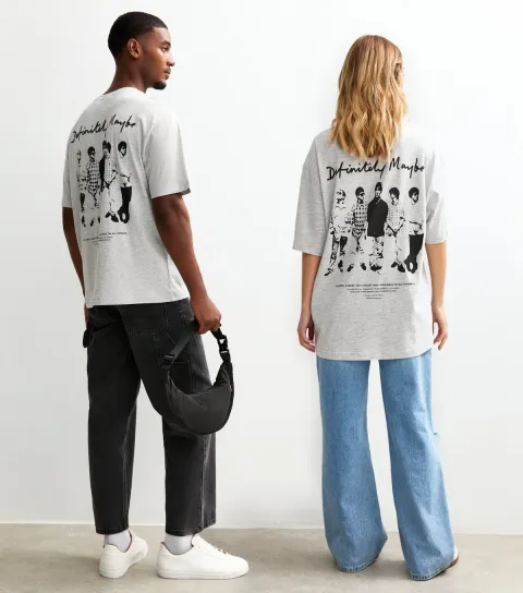 Men's Unisex Light Grey Oasis Print T-Shirt