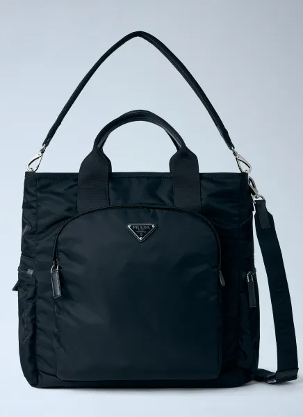 Re-Nylon Logo-Plaque Tote Bag
