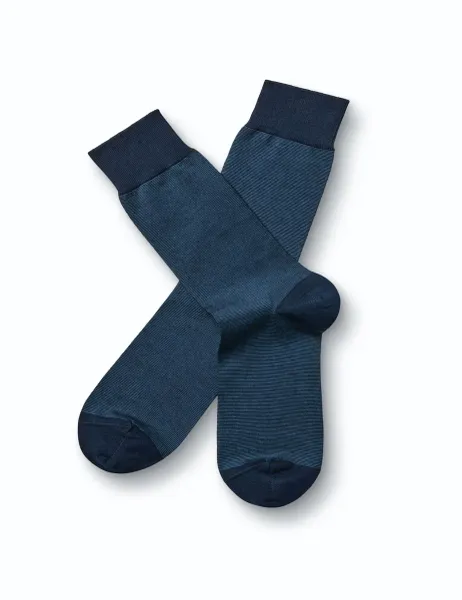 Charles Tyrwhitt Striped Cotton Rich Socks Indigo Mix