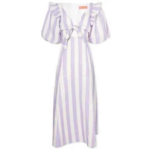 Pia Lilac Stripe Tie Front Dress