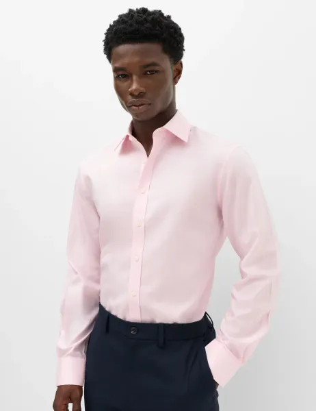 Marks & Spencer Slim Fit Ultimate Non Iron Cotton Shirt Pink