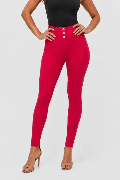 Freddy WRUP 3 Button Fashion - Super High Waisted - Full Length - Rose Red
