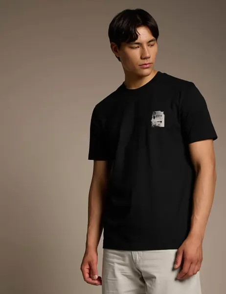 Boss Pure Cotton Back Graphic Crew Neck T-Shirt Black