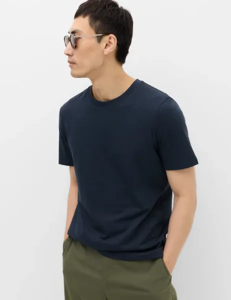 Marks & Spencer 3 Pack Pure Cotton Crew Neck T-Shirts Navy Mix