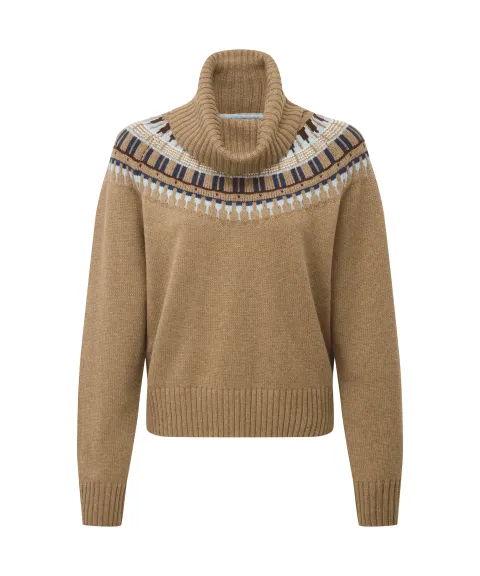 Schöffel Country Filey Fairisle Roll Neck Jumper - Warm Sand