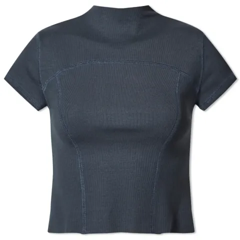 Contrast Stitch Crop Mock T-Shirt